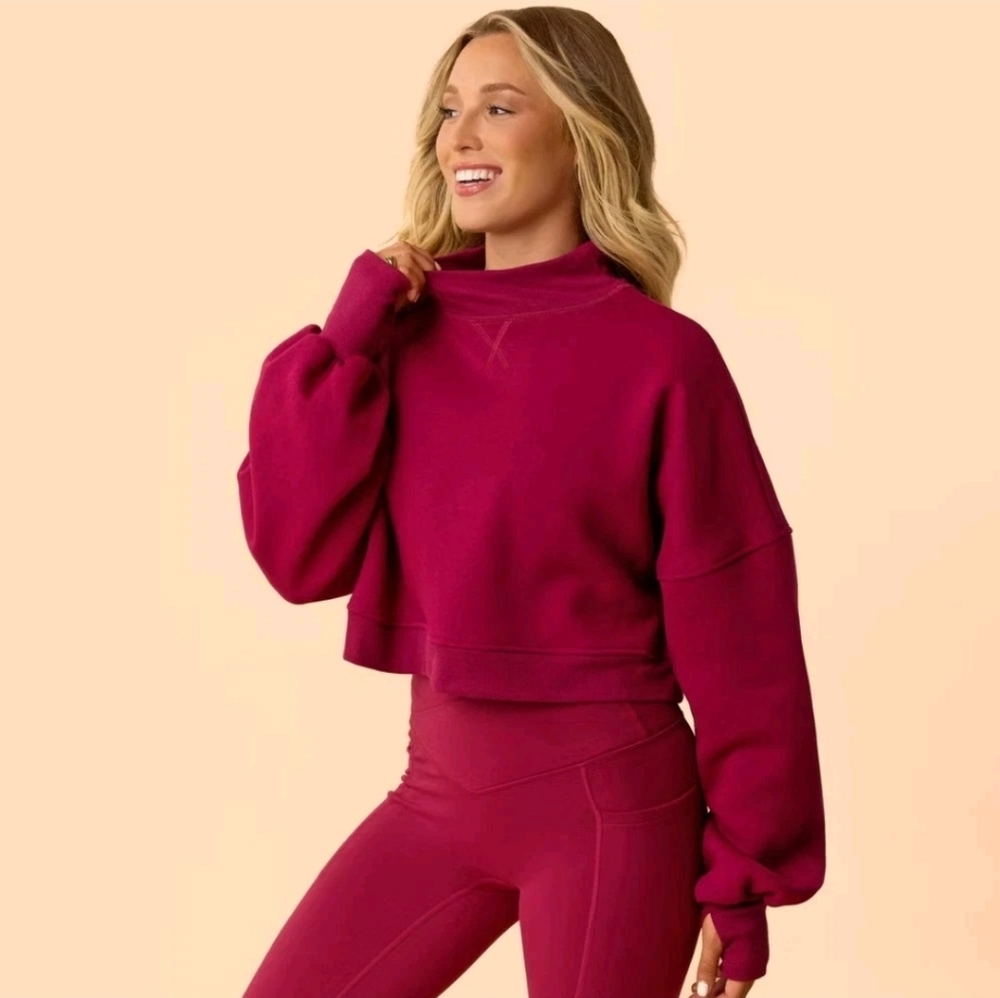 Women's Cowl Neck Sweater - Red